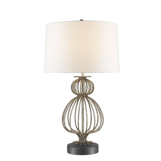 Lafitte 1 Light Table Lamp - Distressed Silver with Cream Shade