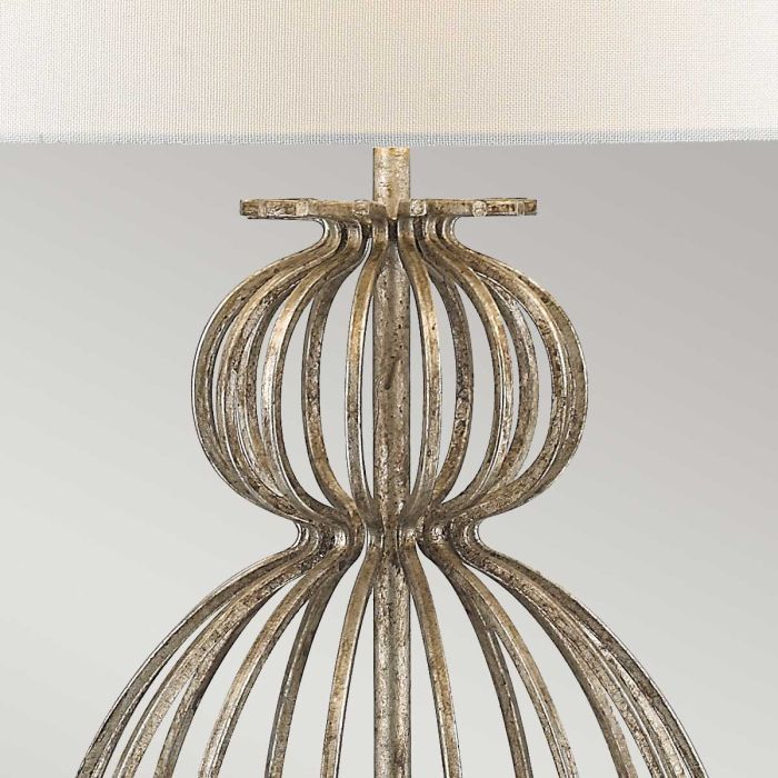 Lafitte 1 Light Table Lamp - Distressed Silver with Cream Shade