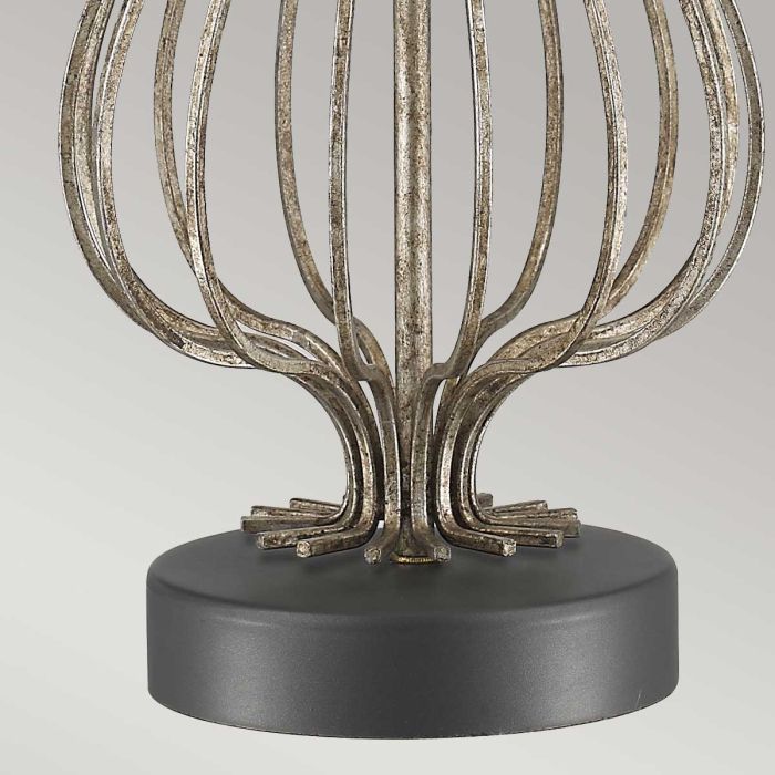Lafitte 1 Light Table Lamp - Distressed Silver with Cream Shade