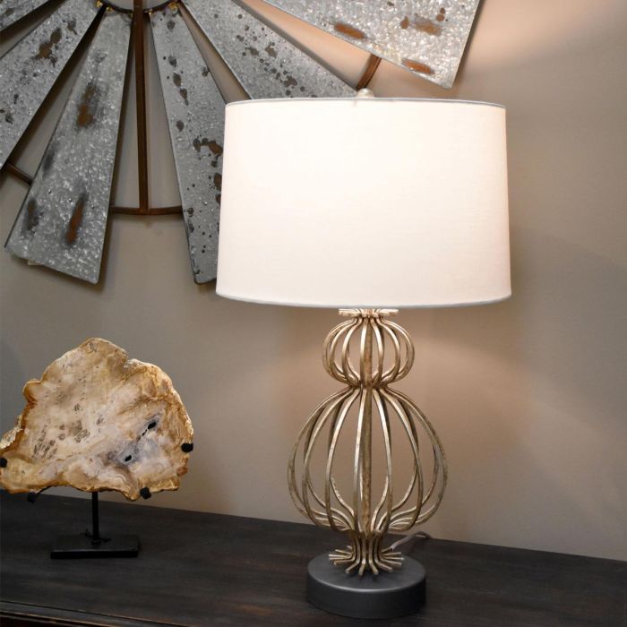 Lafitte 1 Light Table Lamp - Distressed Silver with Cream Shade