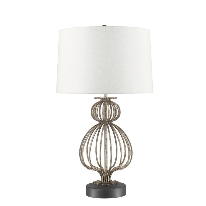 Lafitte 1 Light Table Lamp - Distressed Silver with Cream Shade