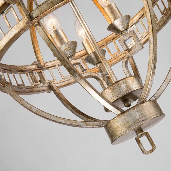 Lemuria 3 Light Globe Pendant - Distressed Gold, Ivory Shade