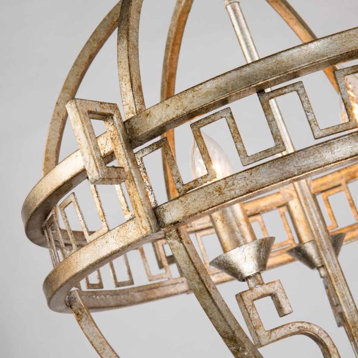 Lemuria 3 Light Globe Pendant - Distressed Gold, Ivory Shade