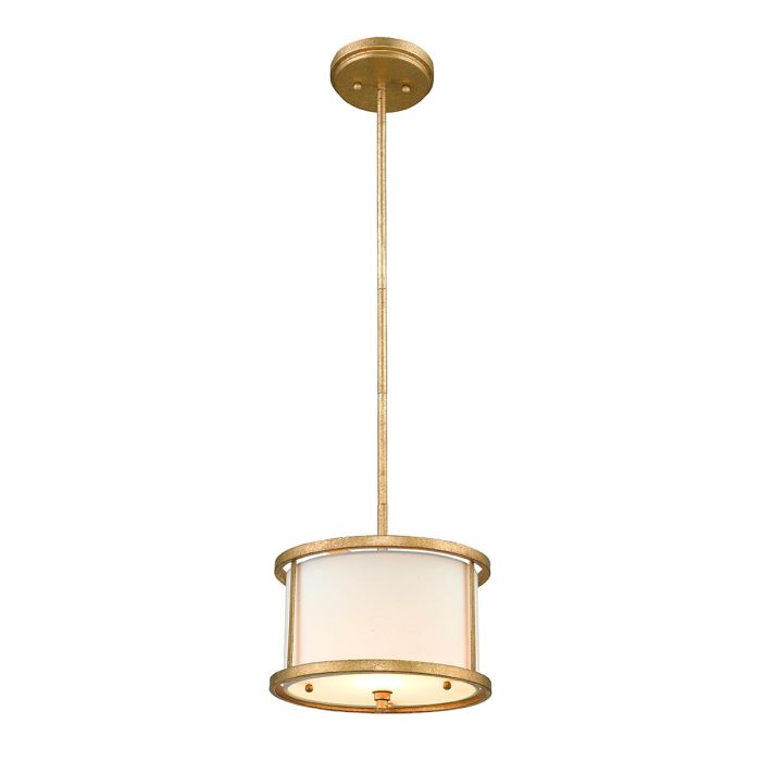 Lemuria 1 Light Duo-Mount Mini Pendant - Distressed Gold, Ivory Shade