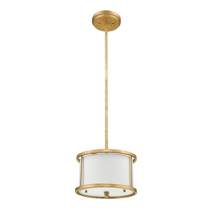 Lemuria 1 Light Duo-Mount Mini Pendant - Distressed Gold, Ivory Shade