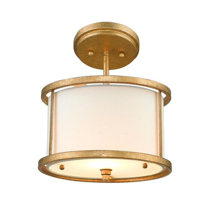 Lemuria 1 Light Duo-Mount Mini Pendant - Distressed Gold, Ivory Shade