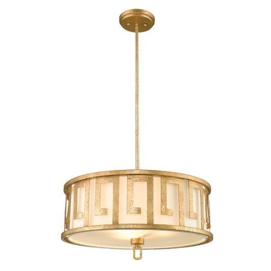 Lemuria 3 Light Duo-Mount Large Pendant - Distressed Gold, Ivory Shade