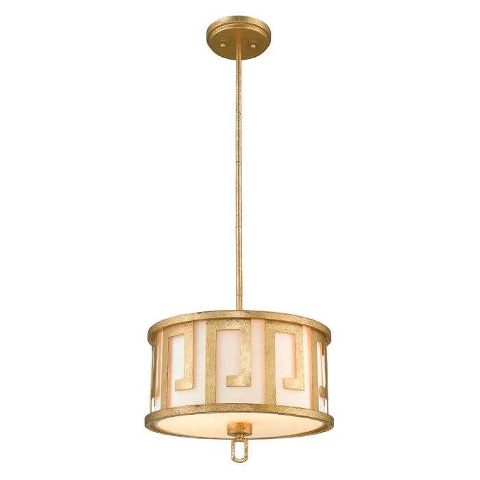 Lemuria 2 Light Medium Pendant - Distressed Gold, Ivory Shade