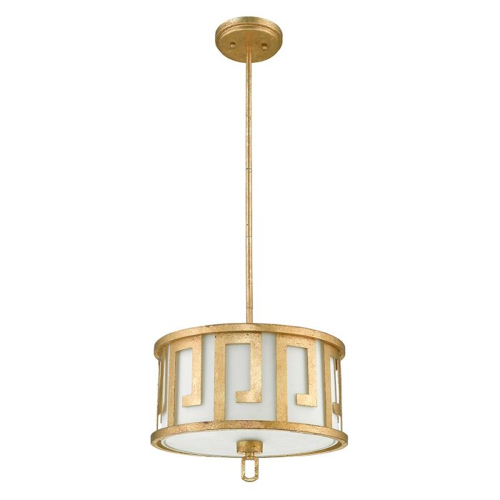 Lemuria 2 Light Medium Pendant - Distressed Gold, Ivory Shade