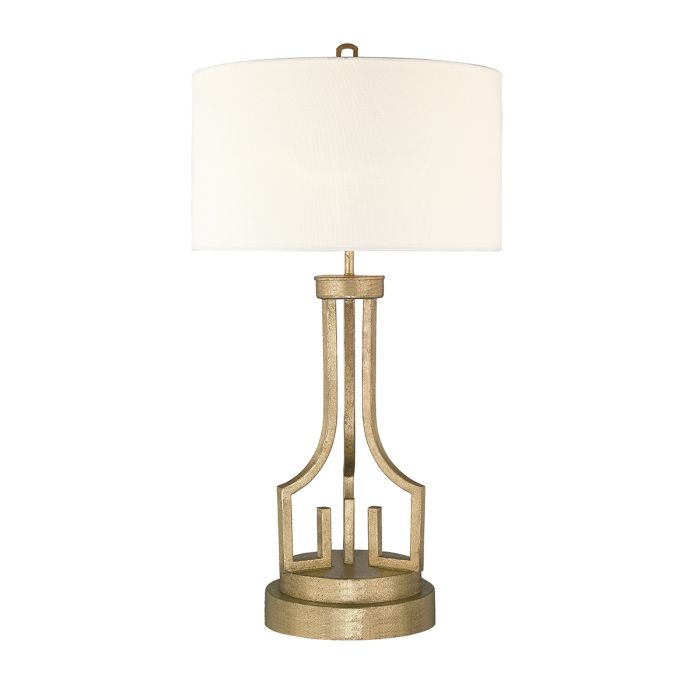 Lemuria 1 Light Table Lamp - Distressed Gold with Ivory White Shade