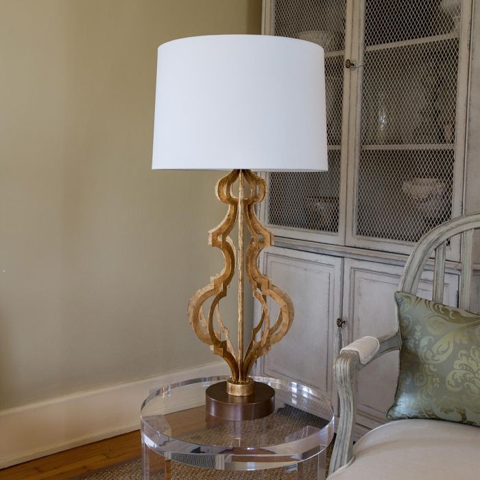 Octavia 1 Light Table Lamp - Distressed Gold with Cream Shade