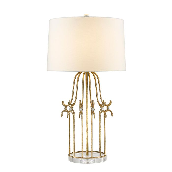 Stella 1 Light Table Lamp - Distressed Gold with Cream Shade