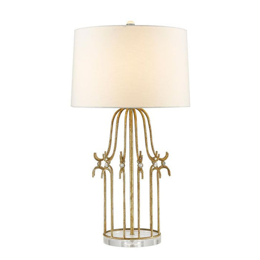 Stella 1 Light Table Lamp - Distressed Gold with Cream Shade