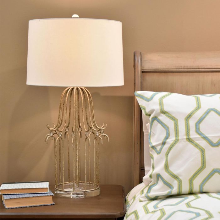 Stella 1 Light Table Lamp - Distressed Gold with Cream Shade