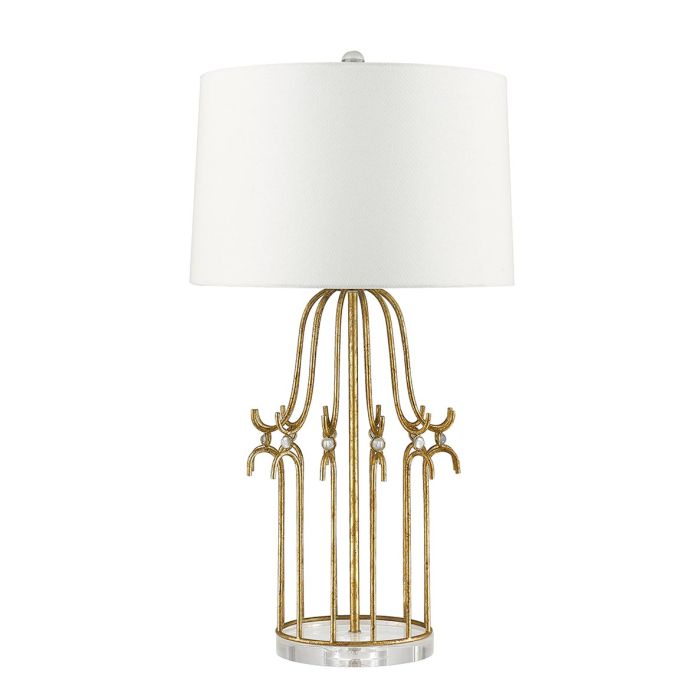 Stella 1 Light Table Lamp - Distressed Gold with Cream Shade