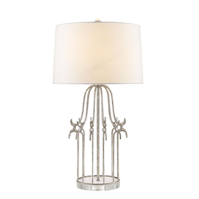Stella 1 Light Table Lamp - Distressed Silver with Cream Shade