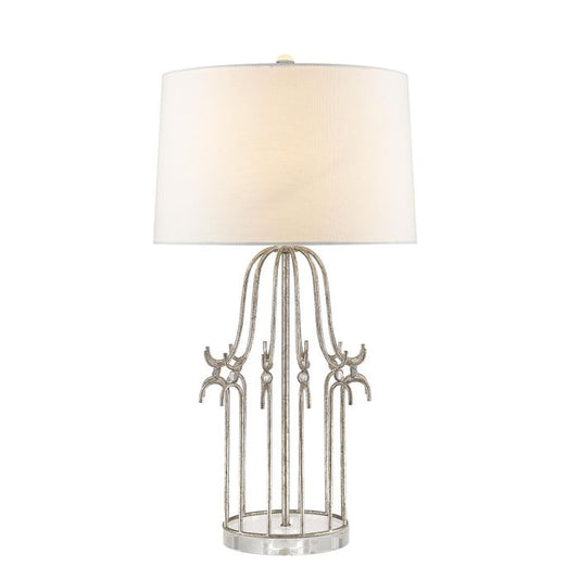 Stella 1 Light Table Lamp - Distressed Silver with Cream Shade