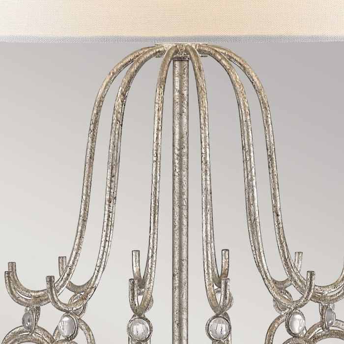 Stella 1 Light Table Lamp - Distressed Silver with Cream Shade