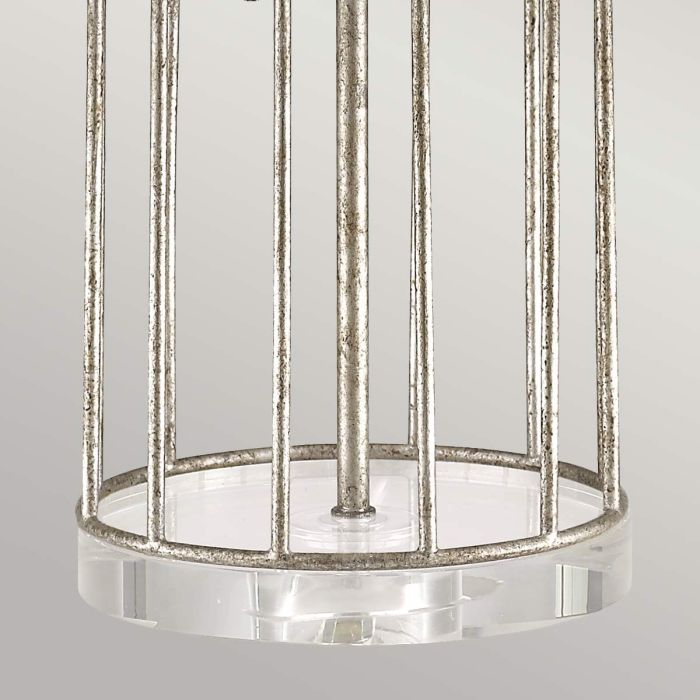 Stella 1 Light Table Lamp - Distressed Silver with Cream Shade