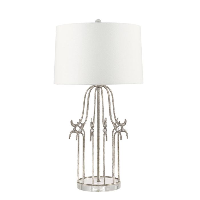 Stella 1 Light Table Lamp - Distressed Silver with Cream Shade