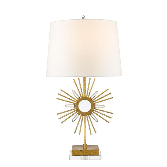 Sun King 1 Light Table Lamp - Distressed Gold, Cream Shade