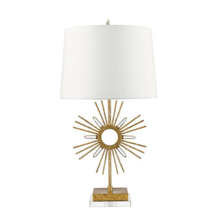 Sun King 1 Light Table Lamp - Distressed Gold, Cream Shade