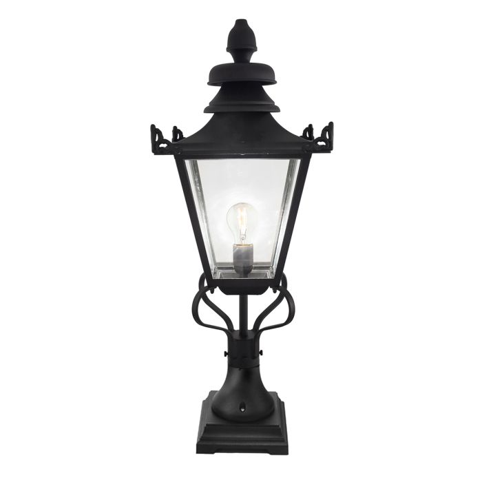 Grampian 1 Light Pedestal Lantern - Black