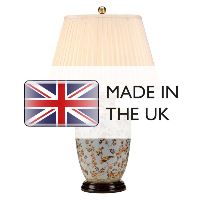 Gold Birds 1 Light Table Lamp - Light Blue and Gold