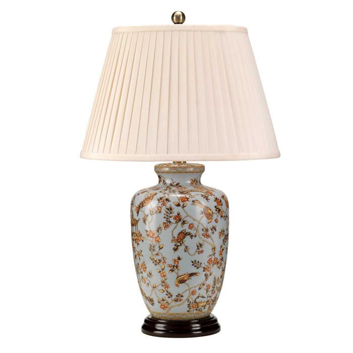 Gold Birds 1 Light Table Lamp - Light Blue and Gold