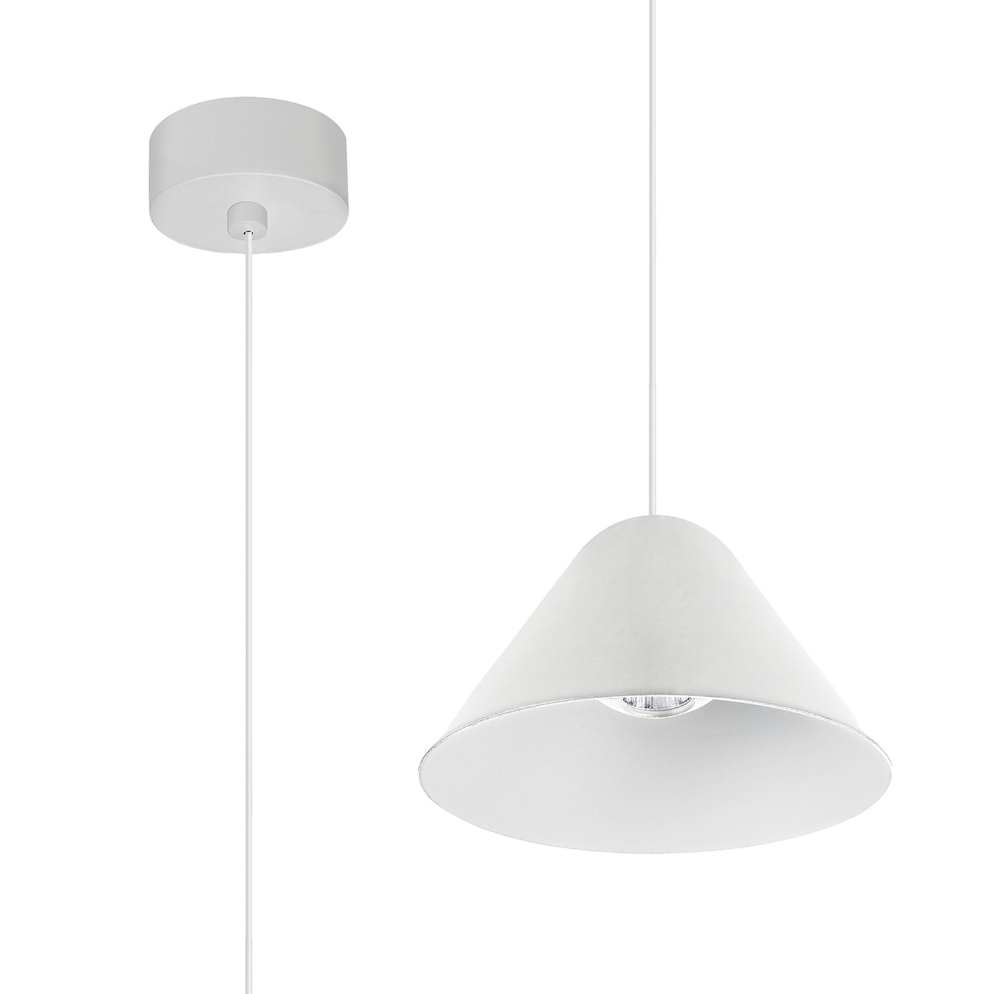 Gruissan Cone Pendant, 5W LED 3000K, 350lm, Matt White, 3yrs Warranty by Mantra