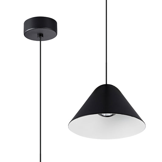 Gruissan Cone Pendant, 5W LED 3000K, 350lm, Matt Black/Matt White, 3yrs Warranty by Mantra