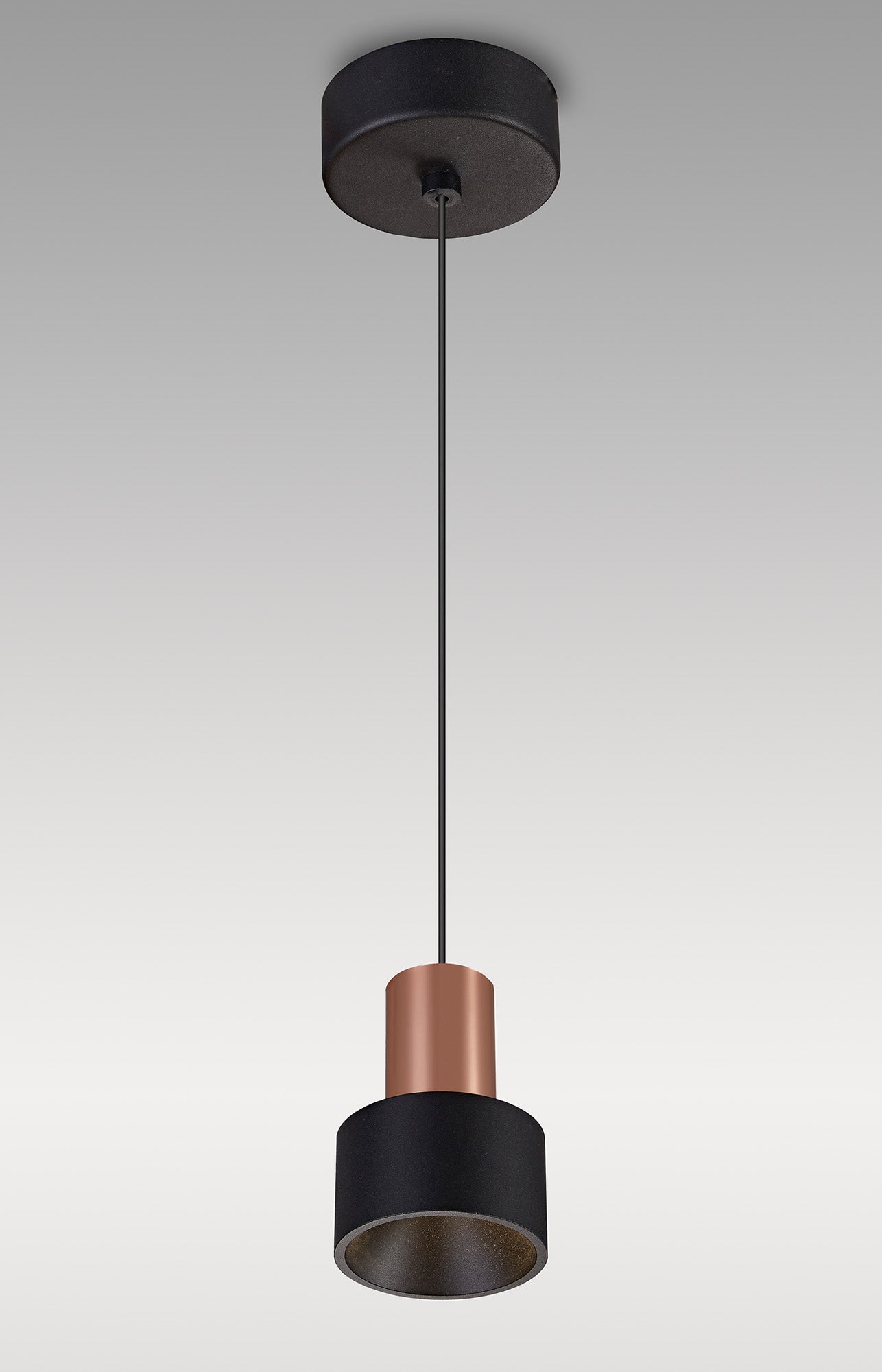 Gruissan Cylinder Pendant, 5W LED 3000K, 350lm, Matt Black/Matt Gold, 3yrs Warranty by Mantra