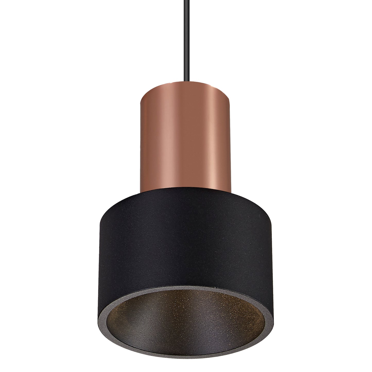 Gruissan Cylinder Pendant, 5W LED 3000K, 350lm, Matt Black/Matt Gold, 3yrs Warranty by Mantra