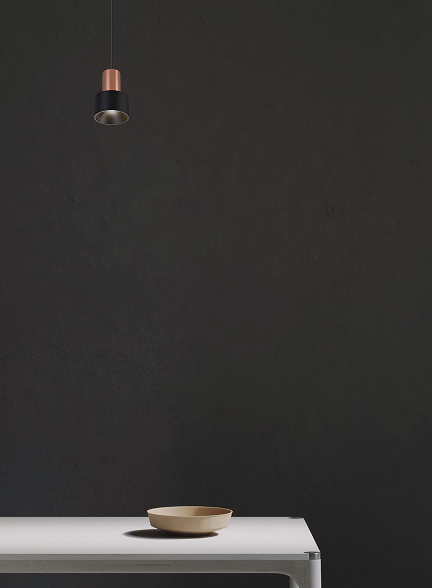 Gruissan Cylinder Pendant, 5W LED 3000K, 350lm, Matt Black/Matt Gold, 3yrs Warranty by Mantra