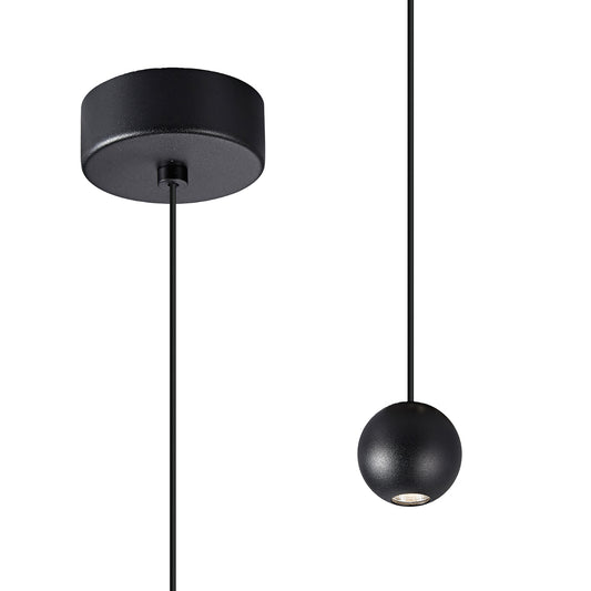 Gruissan Ball Pendant, 5W LED 3000K, 350lm, Matt Black, 3yrs Warranty by Mantra