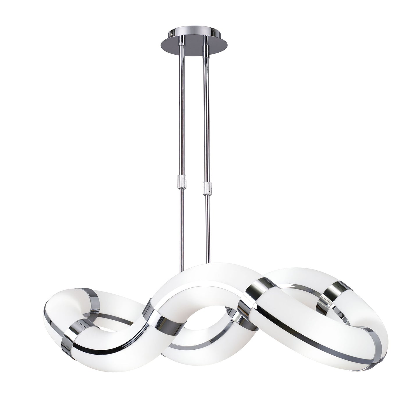 Guss Telescopic GU10 8 Light L1/SGU10 Oval Curved , Polished Chrome/White Acrylic, CFL Lamps INCLUDED by Mantra