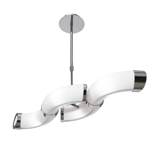 Guss Rectangular Pendant Convertible To Semi Flush 2 Arm GU10 4 Light L1/SGU10 Bar, Polished Chrome/White Acrylic, CFL Lamps INCLUDED by Mantra