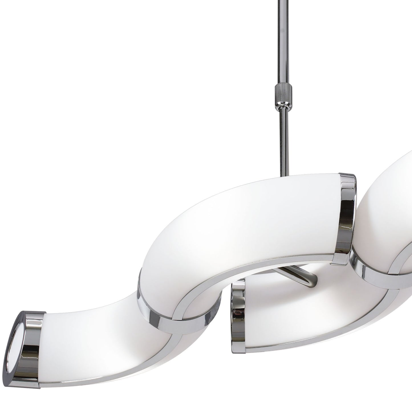 Guss Rectangular Pendant Convertible To Semi Flush 2 Arm GU10 4 Light L1/SGU10 Bar, Polished Chrome/White Acrylic, CFL Lamps INCLUDED by Mantra