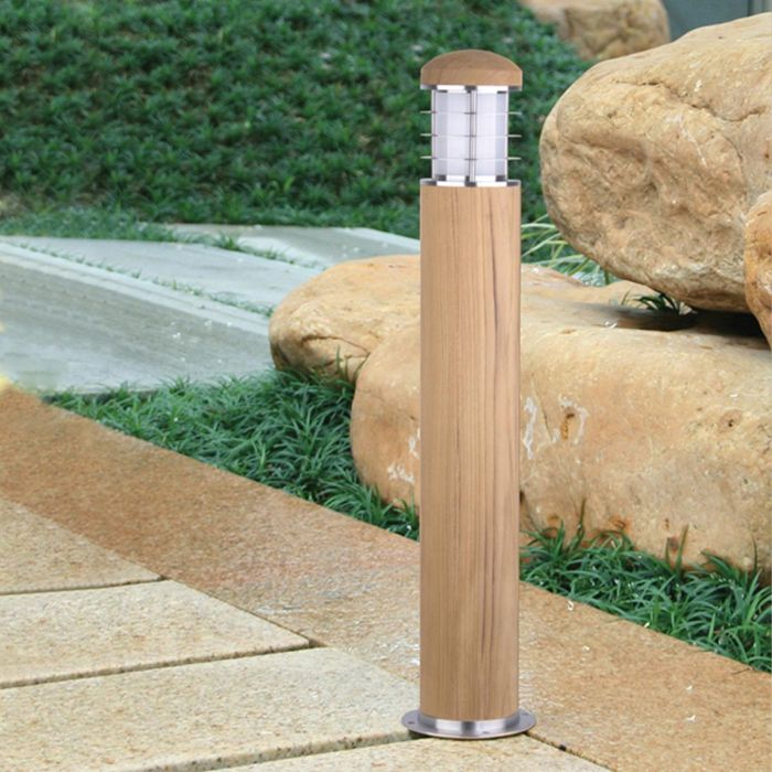 Poole 1 Light Bollard - Teak and Stainless Steel