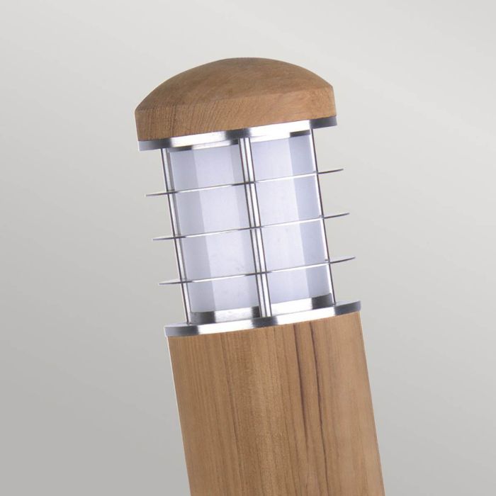 Poole 1 Light Mini Bollard - Teak and Stainless Steel