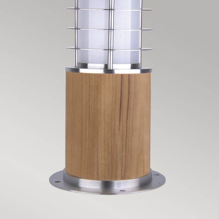 Poole 1 Light Mini Bollard - Teak and Stainless Steel
