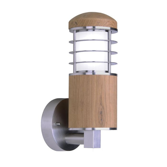 Poole 1 Light Wall Light - Teak and Stainless Steel