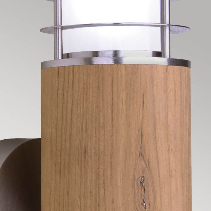 Poole 1 Light Wall Light - Teak and Stainless Steel