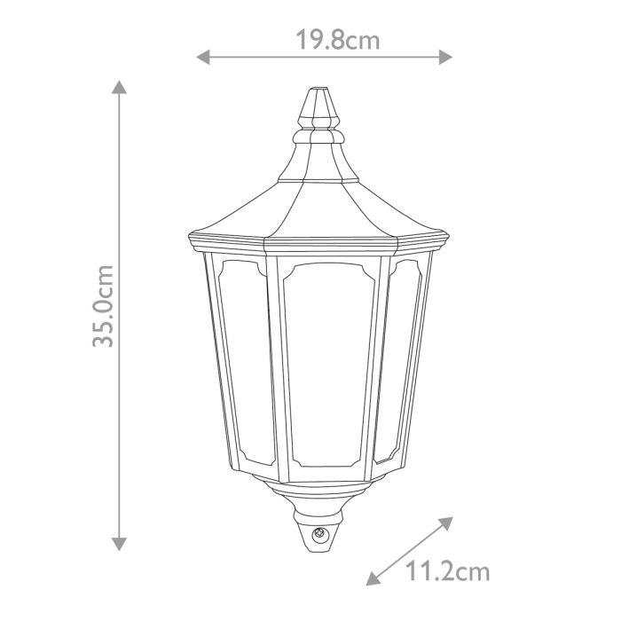 Cricklade 1 Light Half Lantern - Black / Gold