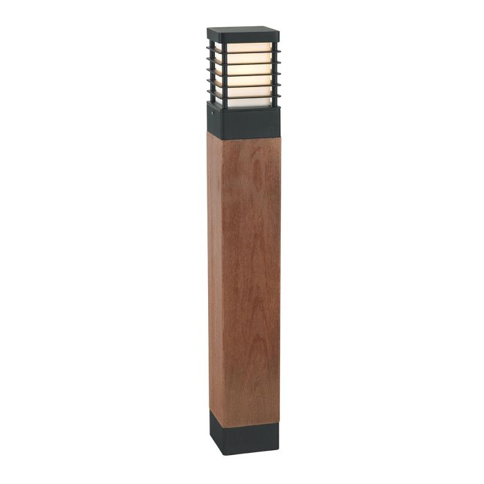Halmstad 1 Light Large Wooden Bollard - Black