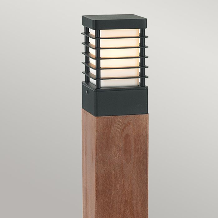 Halmstad 1 Light Large Wooden Bollard - Black