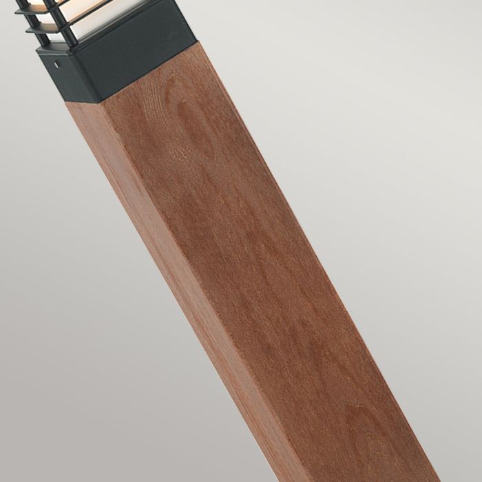 Halmstad 1 Light Large Wooden Bollard - Black