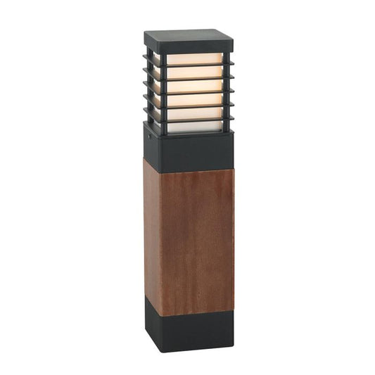 Halmstad 1 Light Medium Wooden Bollard - Black