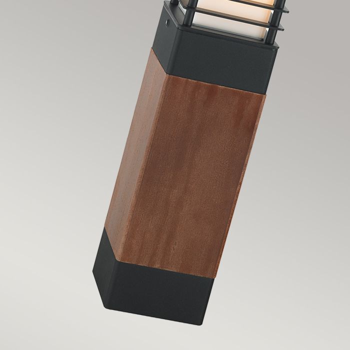 Halmstad 1 Light Medium Wooden Bollard - Black