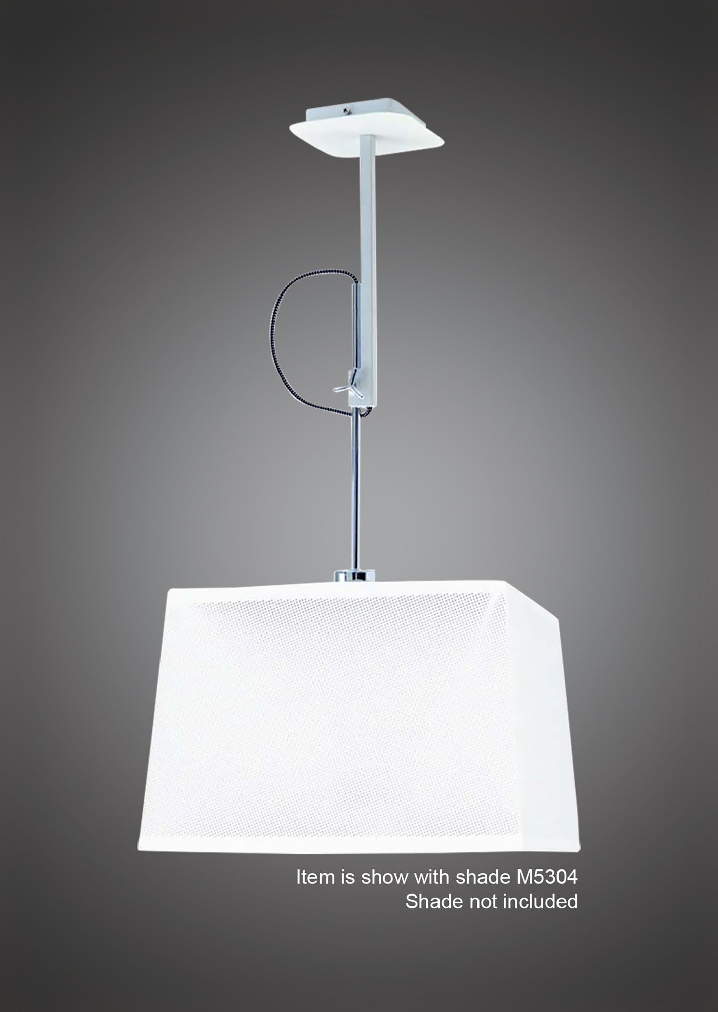 Habana Telescopic Square Pendant 1 Light WITHOUT SHADE E27, Matt White/Polished Chrome by Mantra